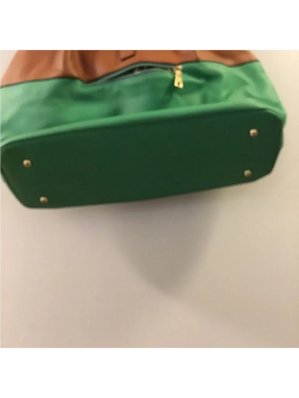 Black Rivet Woman’s handbag kelly green and brown with braided handles - Picture 4 of 15